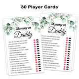 Baby Shower Games, Mommy Or Daddy Game, Greenery Eucalyptus Theme Party Cards For Gender Neutral Boys Or Girls, Baby Shower Party Supplies -Set Of 30 Cards