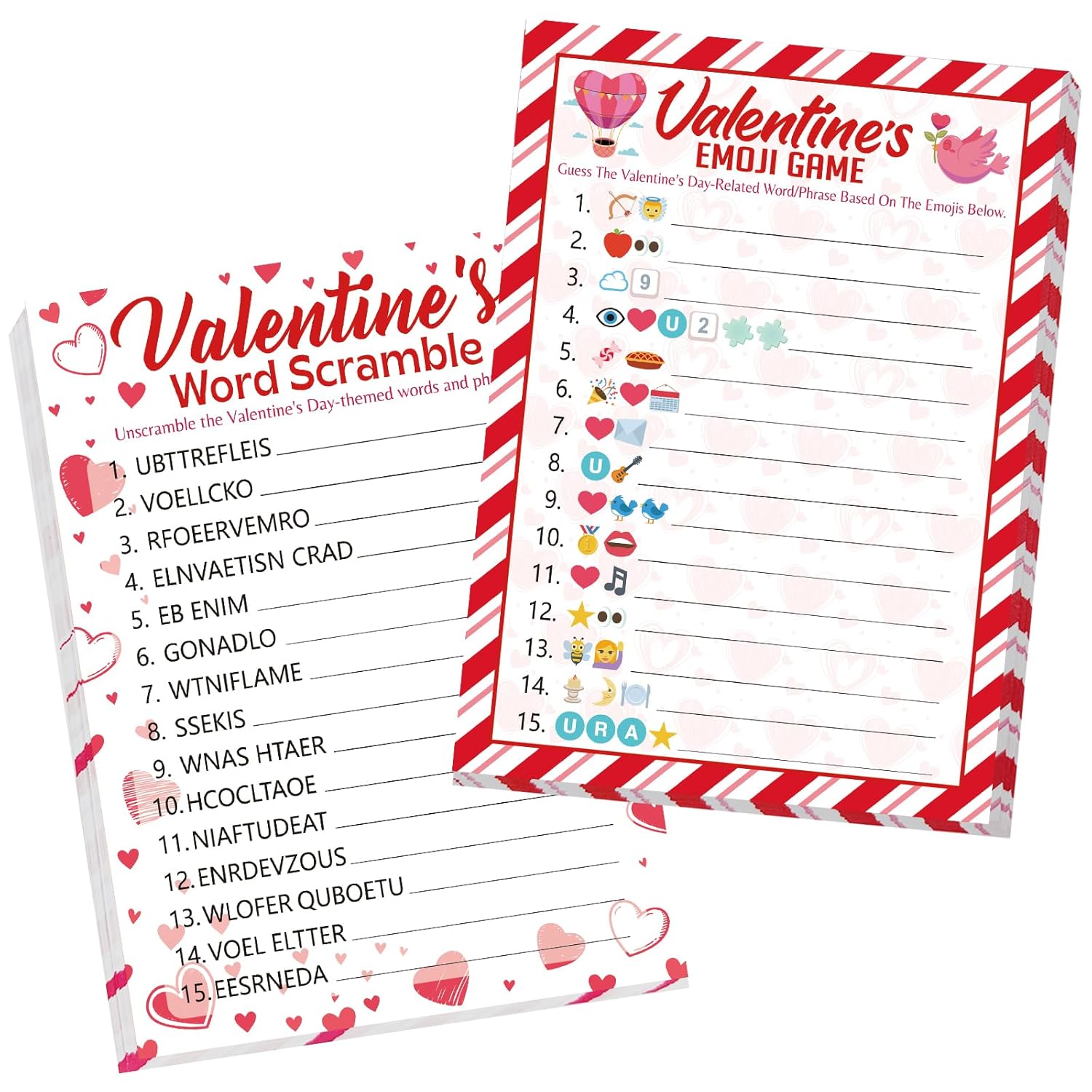 25 Players Valentine'S Party Games For Adults Kids Valentines Day Games Cards Valentines Parties Emoji Game Word Scramble Game With Answer Key For Boys Girls Family Office Large Groups Activities