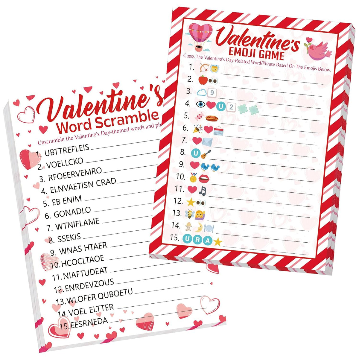25 Players Valentine'S Party Games For Adults Kids Valentines Day Games Cards Valentines Parties Emoji Game Word Scramble Game With Answer Key For Boys Girls Family Office Large Groups Activities