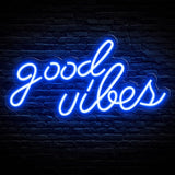 Good Vibes Neon Sign Blue LED Wall Light 16.1x8.3 Inch Bedroom Room Decor Olekki
