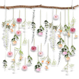 38 Pcs Diy Artificial Wildflower Garland Hanging Flowers Set Chrysanthemum Rose Eucalyptus Daisy Larkspur Flower Garlands Hanging Spring Wildflower Garlands For Baby'S Breath Wedding