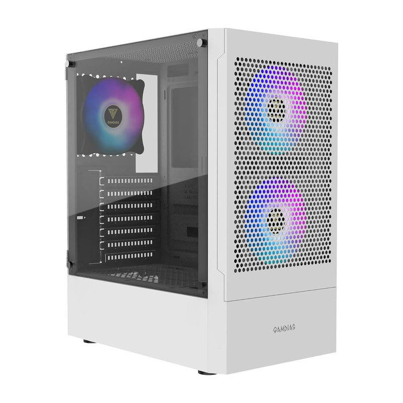 White Rgb Gaming Atx Mid Tower Computer Pc Case With Side Tempered Glass And E