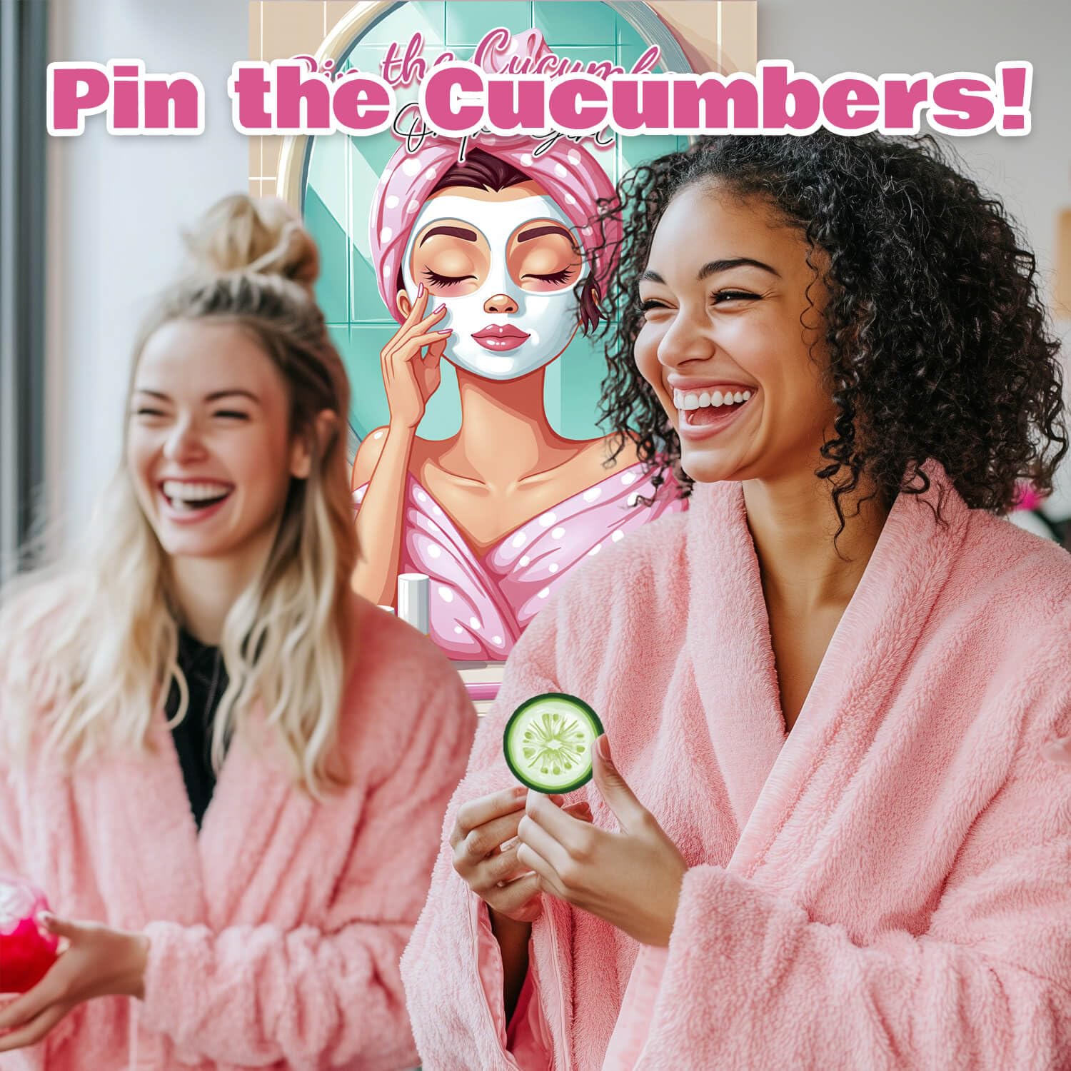 Pin The Cucumber Spa Party Game, Spa Theme Birthday Party Decorations Supplies Activities For Women