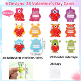 28 Sets Valentine‘S Day Gift Monster Spring Launcher With Greeting Card, Funny Pop Up Bouncy Jumping Animal For Award Prize Exchange Party Favor Sensory Fidget