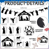 The 9 Pcs Christmas Nativity Banner Nativity Scene Garland Hanging Jesus Manger Scene For Door Wall Home Window Holy Hanging Decoration Christmas Jesus Birthday Party Favor Supplies
