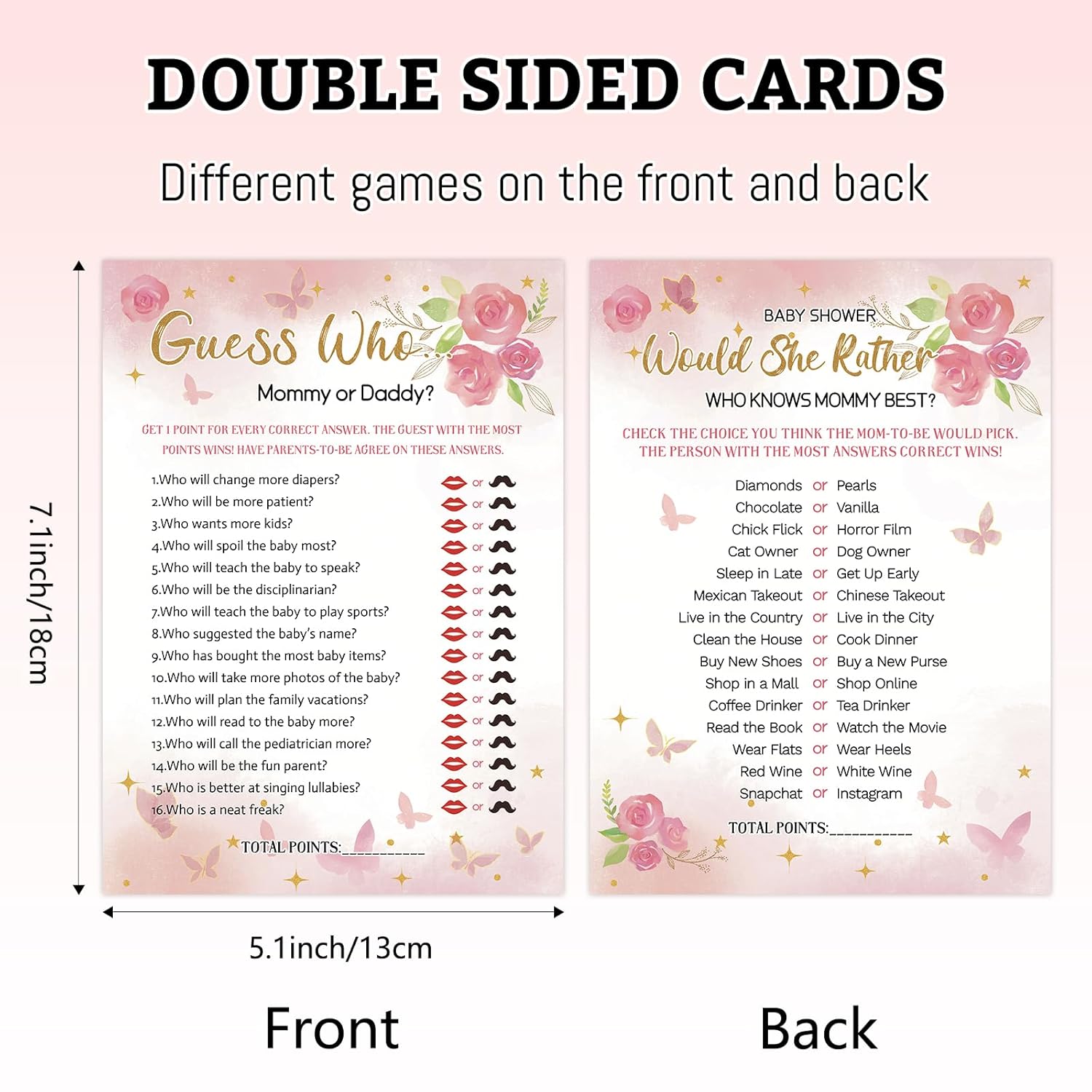 Baby Shower Games For Girl, 4 Fun Games For 25 Guests, Pink Floral Baby Shower Decorations, Who Knows Mommy Best, Guess Who Mommy Or Daddy, Word Scramble, Babies Descriptions & Well Wishes