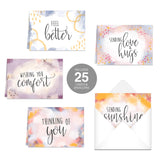 Simple Sentiments Greeting Cards / 25 Encouragement Card Pack With White Envelopes / 5 Thoughtful Designs / 5" X 7" Sympathy Thinking Of You Cards