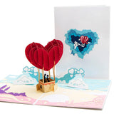 3D Heart Balloon Pop Up Card For Anniversary Valentines Day Wedding, Romantic Birthday Gift For Wife Husband Couple Girlfriend Boyfriend, With Envelope
