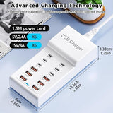 50W USB C Charging Station 12 Port Multi USB C Charger Power Strip for Phones Tablets