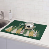 Christmas Dish Drying Mat For Kitchen Counter Microfiber Merry Christmas Dish Drying Mat For Dishes Absorbent Reversible Large Kitchen Dish Drying Pad Rack Mat 18X24 Inch
