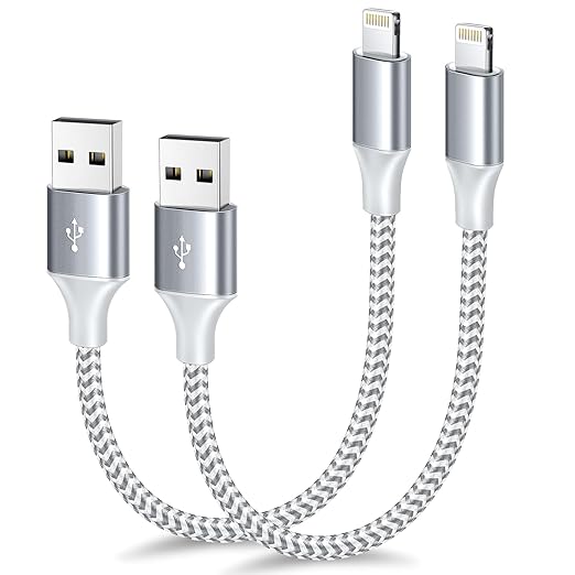 2 Pack 1FT USB A to Lightning Fast Charging Cable MFi Certified Nylon Braided iPhone Charger Cord for iPhone 14 13 12 11 iPad