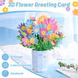 Mother'S Day Bouquet Pop Up Cards From Daughter And Son, 3D Flower Card Kids First Mothers Day Greeting Card Mom Birthday Card Women All Occasion Card Envelope And Blank Note Tag