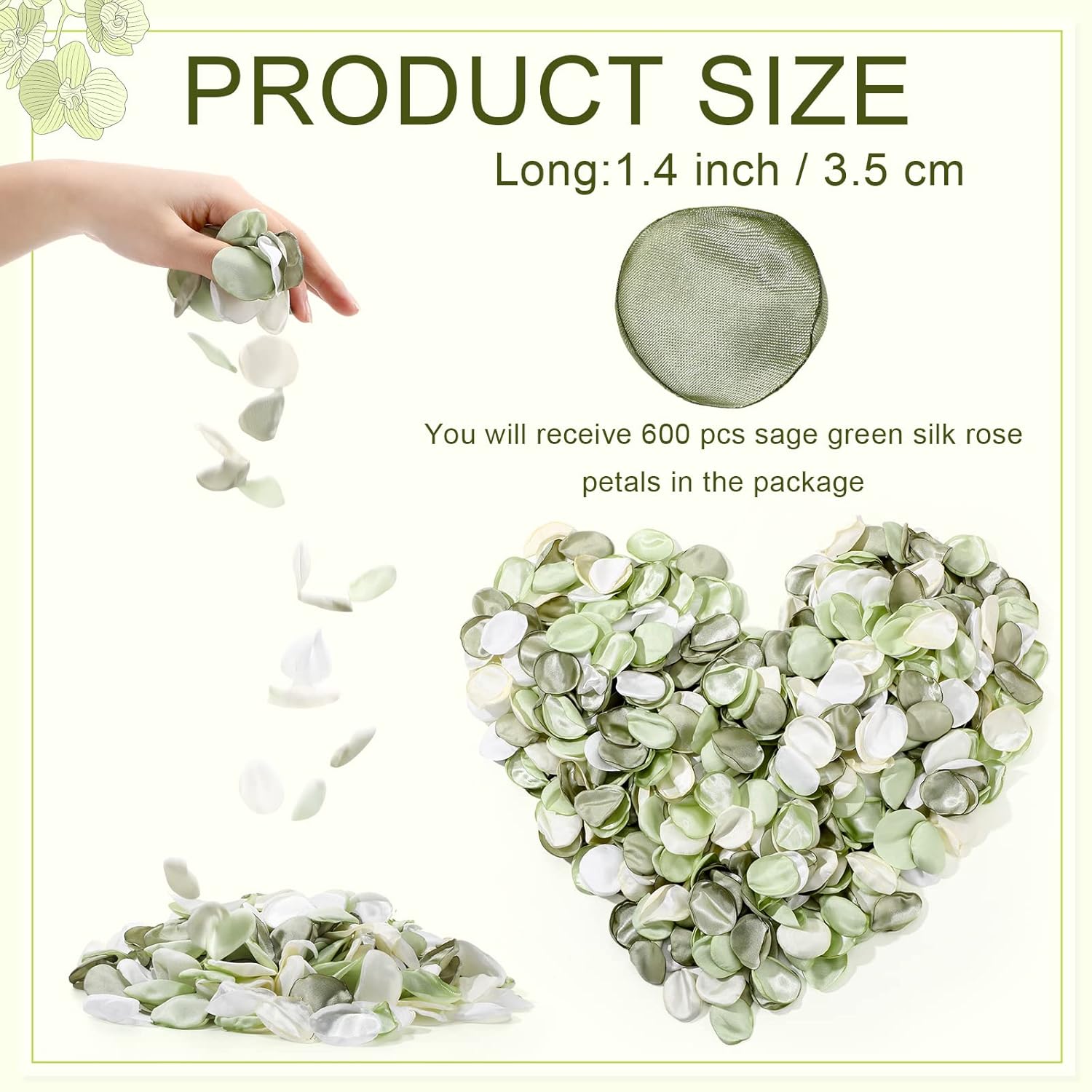 600 Pcs Sage Green Silk Rose Petals Artificial Flower Petals For Wedding Flower Girl Basket Aisle Scatter Dinner Centerpieces Party Bridal Shower Romantic Night Decor