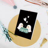Cute Ghost Valentines Card For Him Her, Spooky Anniversary Day Card For Boyfriend Girlfriend, Halloween Card For Wife Husband