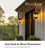 2 Pack Solar Wall Lanterns Outdoor Hanging Lights with 4 Solar Panels Dusk to Dawn