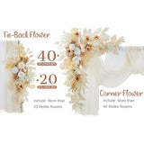 Wedding Arch Flowers With Drapes Kit (Pack Of 4) - 2Pcs Artificial Beige Deluxe Swag With 2Pcs Sheer Drapes For Wedding Ceremony Arbor Reception Backdrop Rose Floral Decoration
