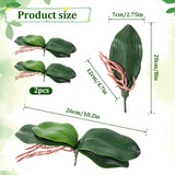 Faux Orchid Leaves, 2 Pack 8 Inch Artificial Phalaenopsis Stems Leaf Real Touch Orchids Leaf Artificial Cymbidium Flower Foliage Real Latex Touch Green Plant Orchid Leaves For Home Flowers Pot Decor
