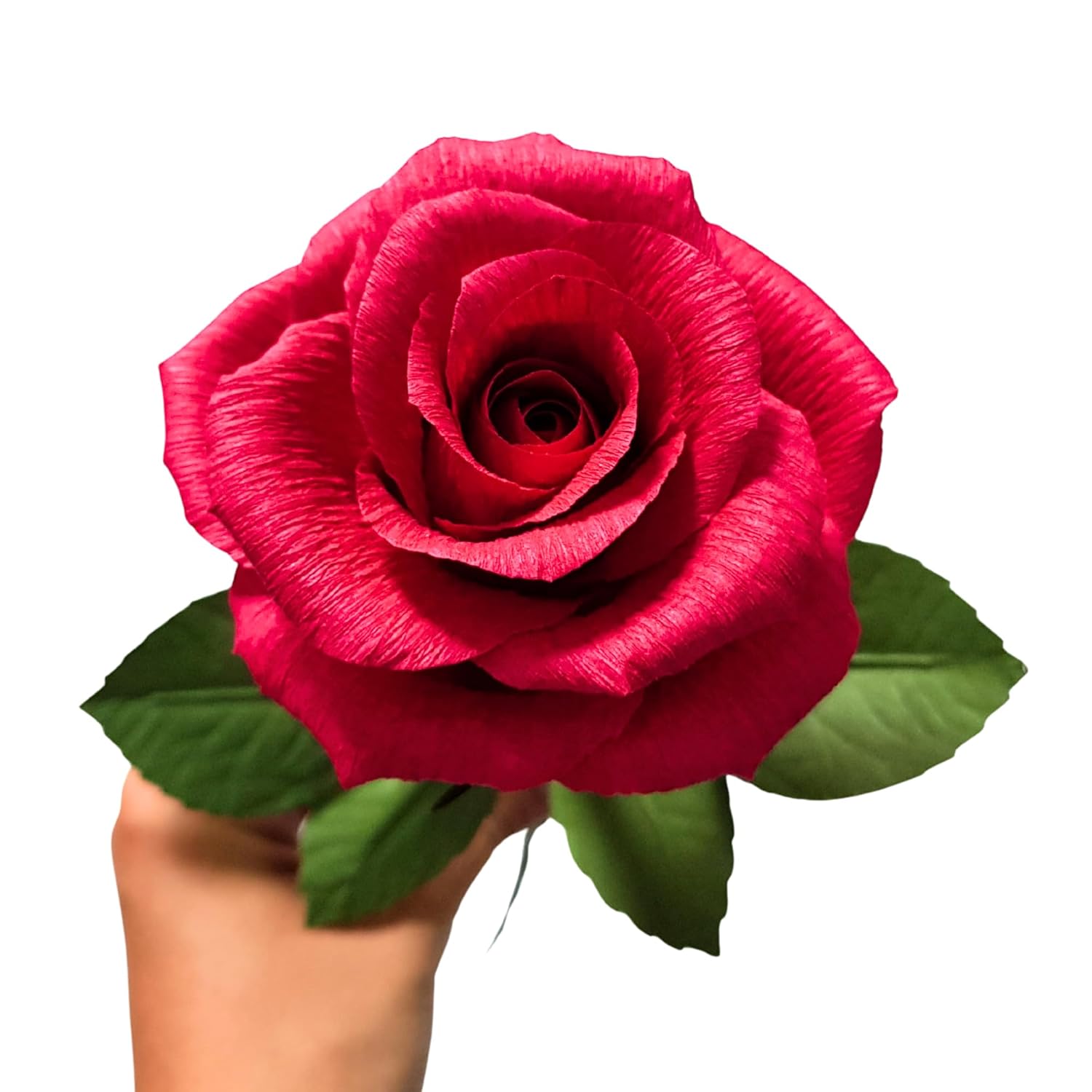 Paper Rose 1St Anniversary Flower Gift For Her, Handmade Crepe Paper Flower For Valentine'S Day, 1 Year Wedding Anniversary, Birthday, Mothers Day(Red)