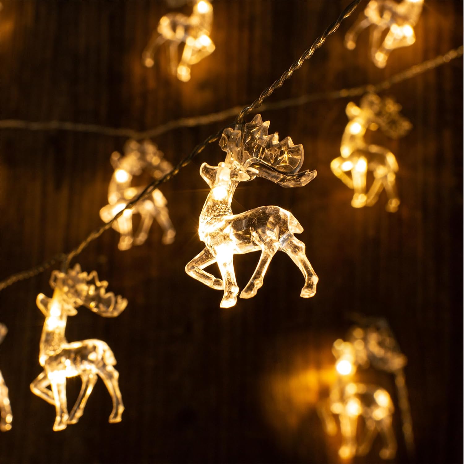 Christmas Lights Reindeer String Lights, 6.8Ft 10 Led Battery Operated String Lights For Christmas Decorations, Reideer