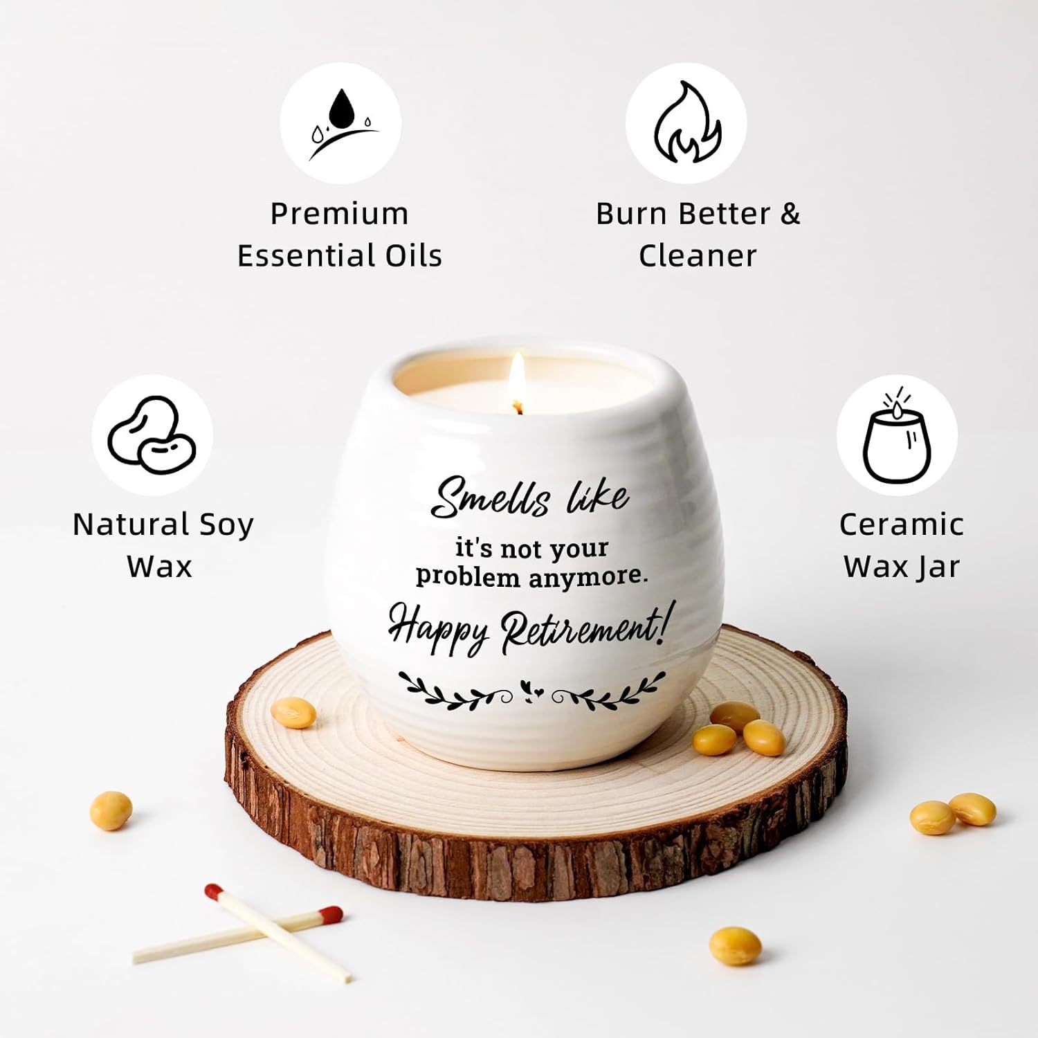 Retirement Gift For Woman, Men - 10Oz Lavender Scented Soy Wax Candle - Best 2026 Retired Gifts For Women, Men, Friends, Coworker, Teacher, Nurse, Funny Retirement Candle