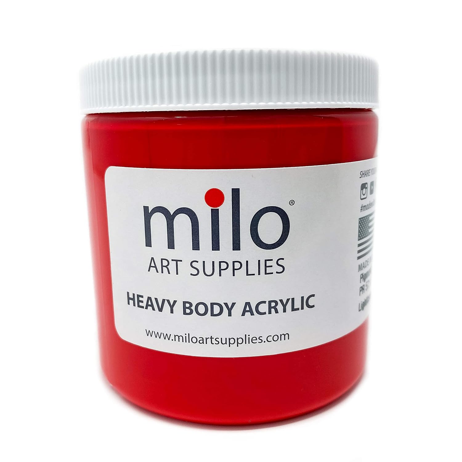 milo Acrylic Paint Set of 8 Colors | 8 ounce Jars | Heavy Body Acrylic Painting Set | Made in the USA | Non-Toxic, Holds Texture and Brush Strokes