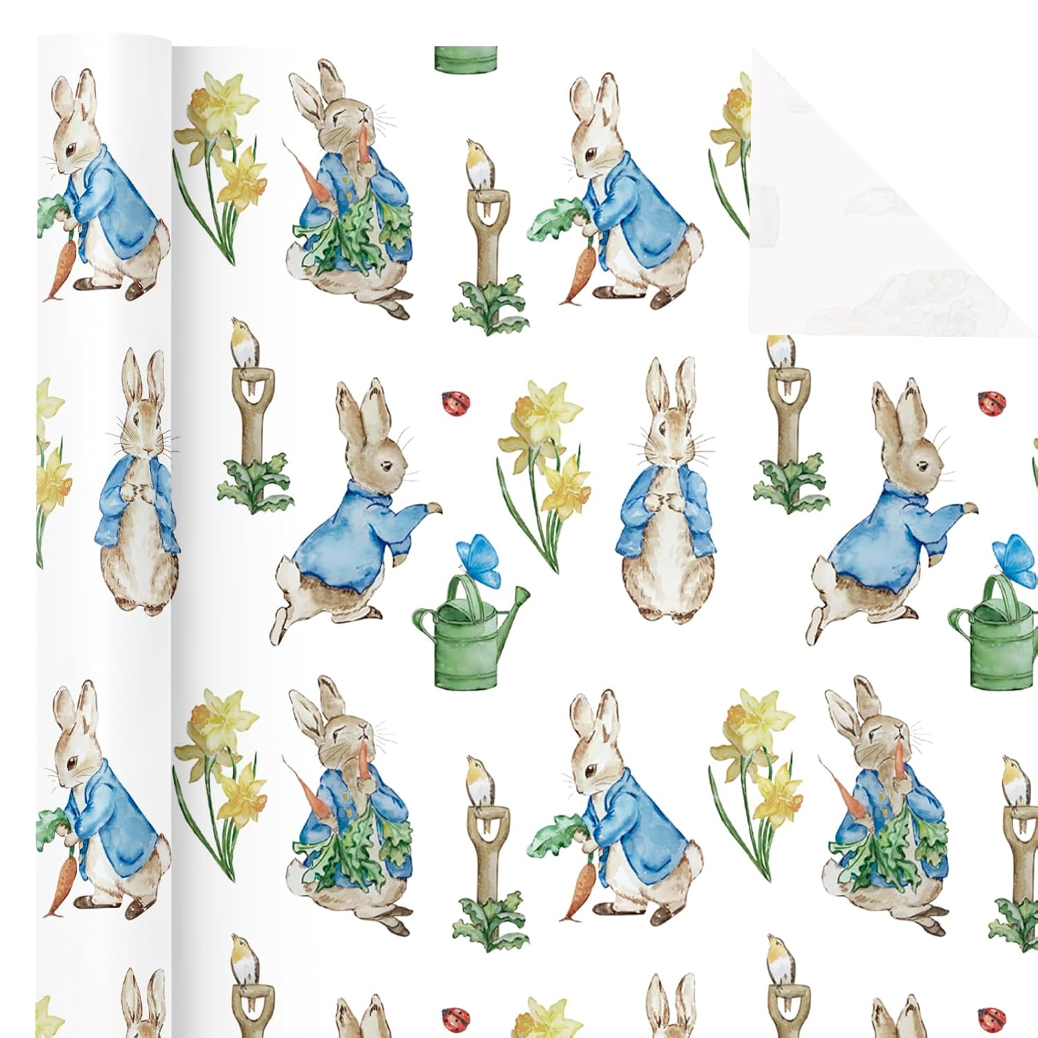 Easter Wrapping Paper Roll - Mini Roll - 17 Inch X 16.5 Feet - Rabbit Design Perfect For Easter, Spring Party, Baby Shower, Holiday