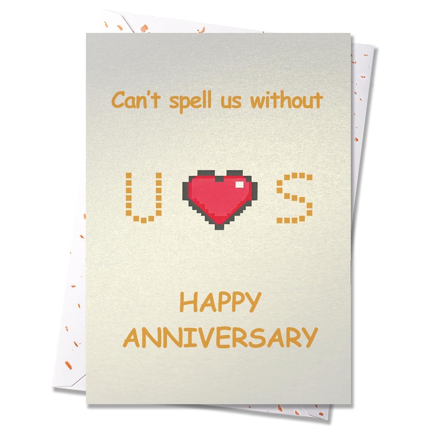 Happy Anniversary Card For Husband, Wife, Boyfriend, Girlfriend, Pixel Heart Wordplay