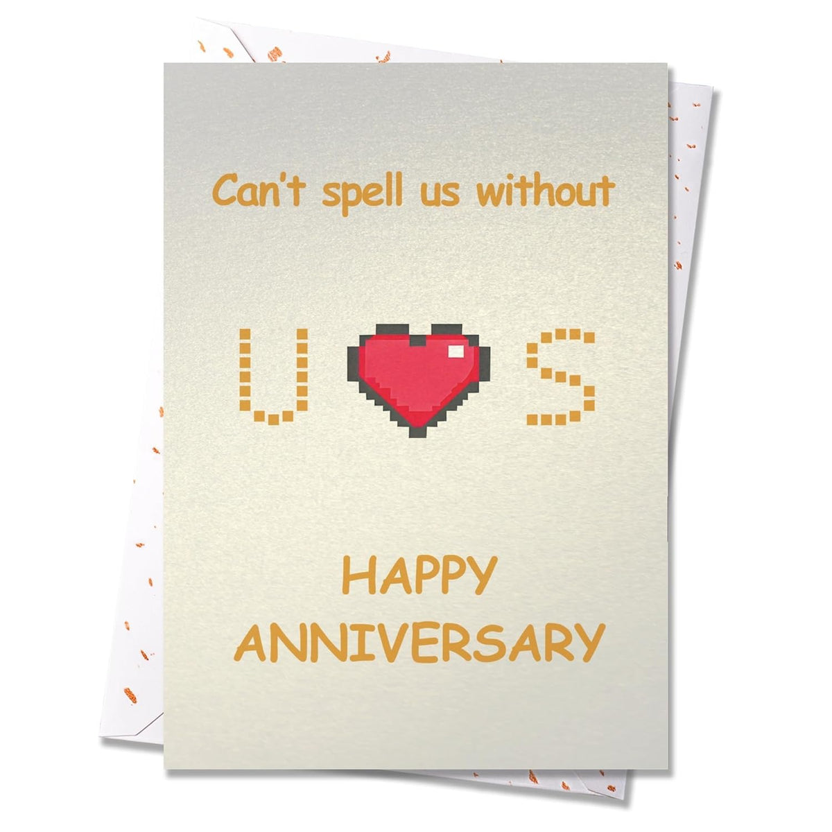 Happy Anniversary Card For Husband, Wife, Boyfriend, Girlfriend, Pixel Heart Wordplay