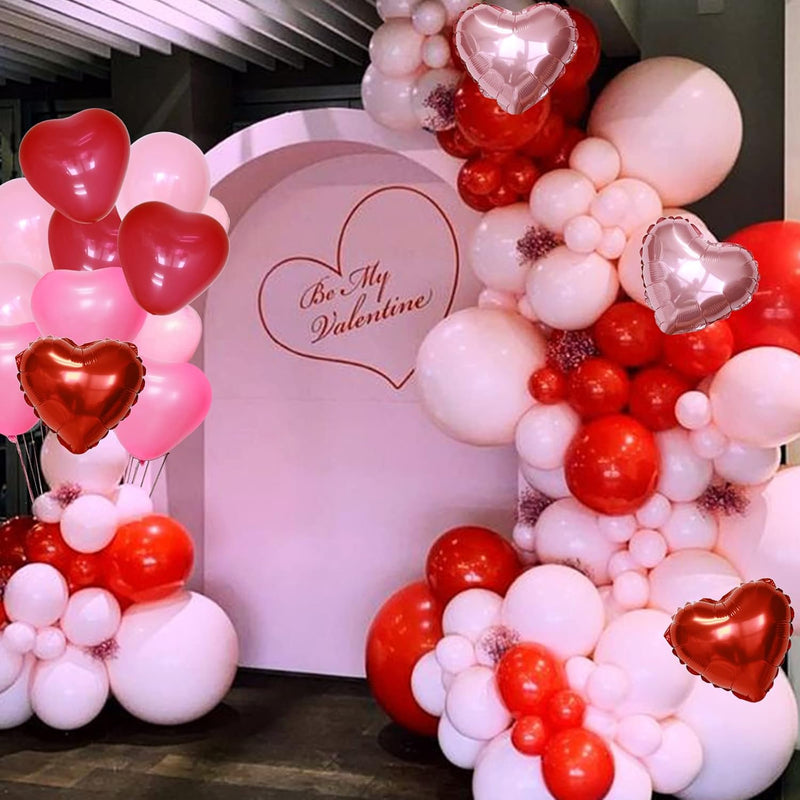 Valentines Pink Red Balloon Garland Arch Kit, Pink Red Heart Balloons