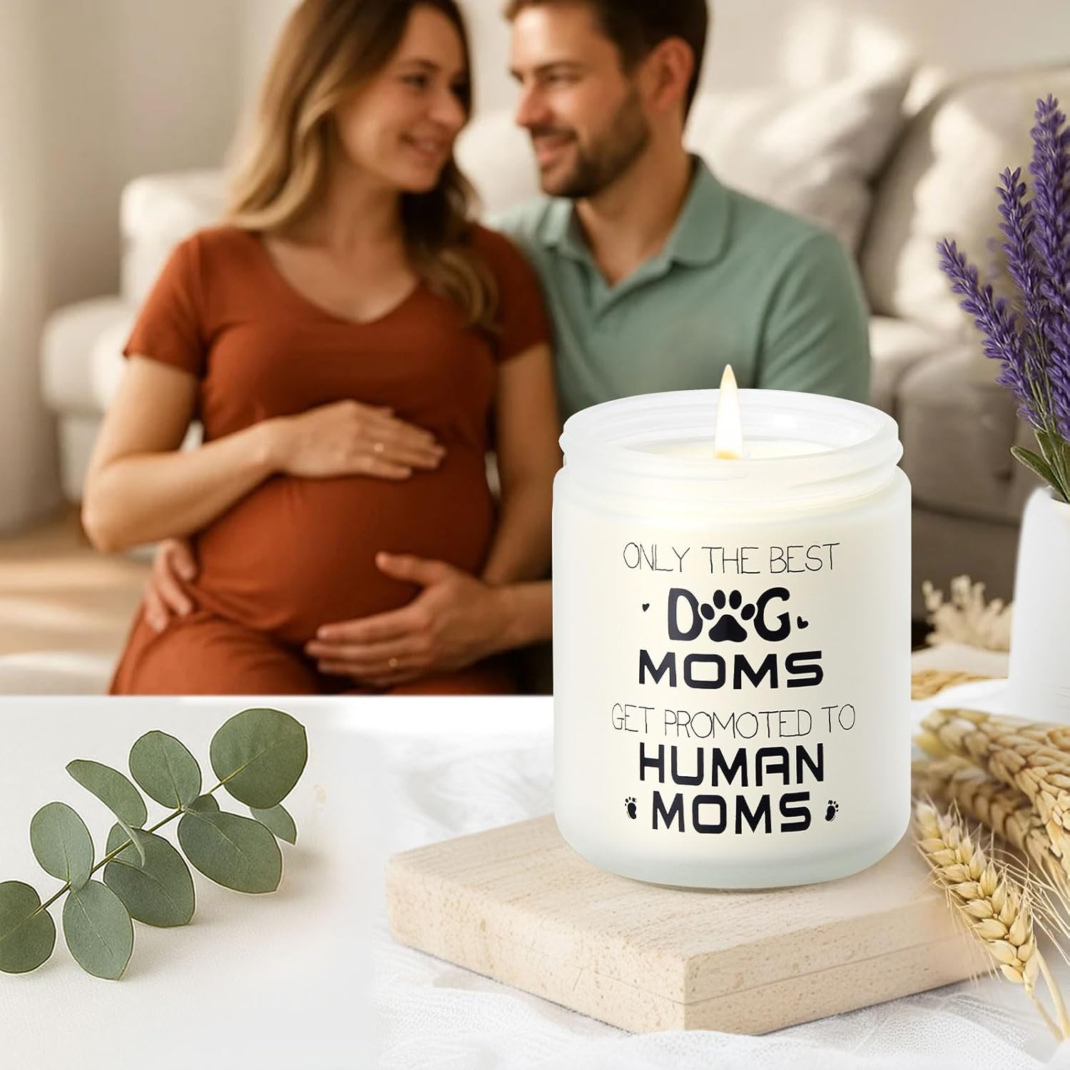 New Mom Gift – First & 1St Time Pregnancy, Postpartum Essentials – Dog Mom To Be Gift For Expecting Or Pregnant Women After Birth – Lavender And Eucalyptus Scented Candle