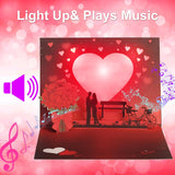 Valentines Day Cards, Anniversary Card With Light And Music For Her & Him, 3D Pop Up Valentine'S Day Card For Wife Husband Wedding Anniversary Present