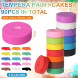 90 Pcs Tempera Paint Cakes 15 Colors Tempera Paint Washable Art Supplies For Painting Drawing Crafts Activities