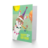 Llama Party Birthday 13Th Greetings Card