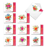- 10 Assorted Valentine'S Day Note Cards (4 X 5.12 Inch) - Boxed Valentine Cards, Bulk Set With Envelopes - A Big Watercolor Heart Mq5664Vdb-B1X10