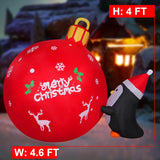 4Ft Christmas Inflatables Outdoor Decorations Inflatable Penguins Push Christmas Bell With Build-In Leds Blow Up Holiday
