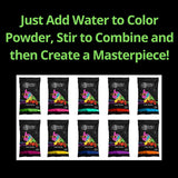 Ultimate Sidewalk Chalk Paint Kit - Fun, Washable Art Supplies - 11 Colorful Chalk Powders, 4 Squeeze Bottles, 5 Brushes, 10 Stir Sticks, 6 Stencils & 1 Roll Of Masking Tape