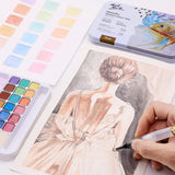 Premium Metallic Watercolor Cake Set, 21 Piece, 18 Colors, 1 Water Brush, 1 Sponge, 4 Mixing Wells