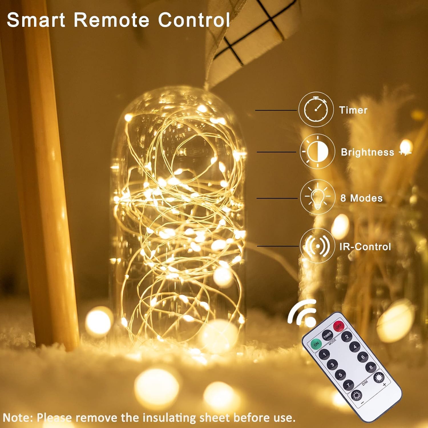 Fairy Lights Plug In, 40Ft 100 Led Indoor Outdoor String Lights,Twinkle String Lights For Bedroom With Remote And Timer