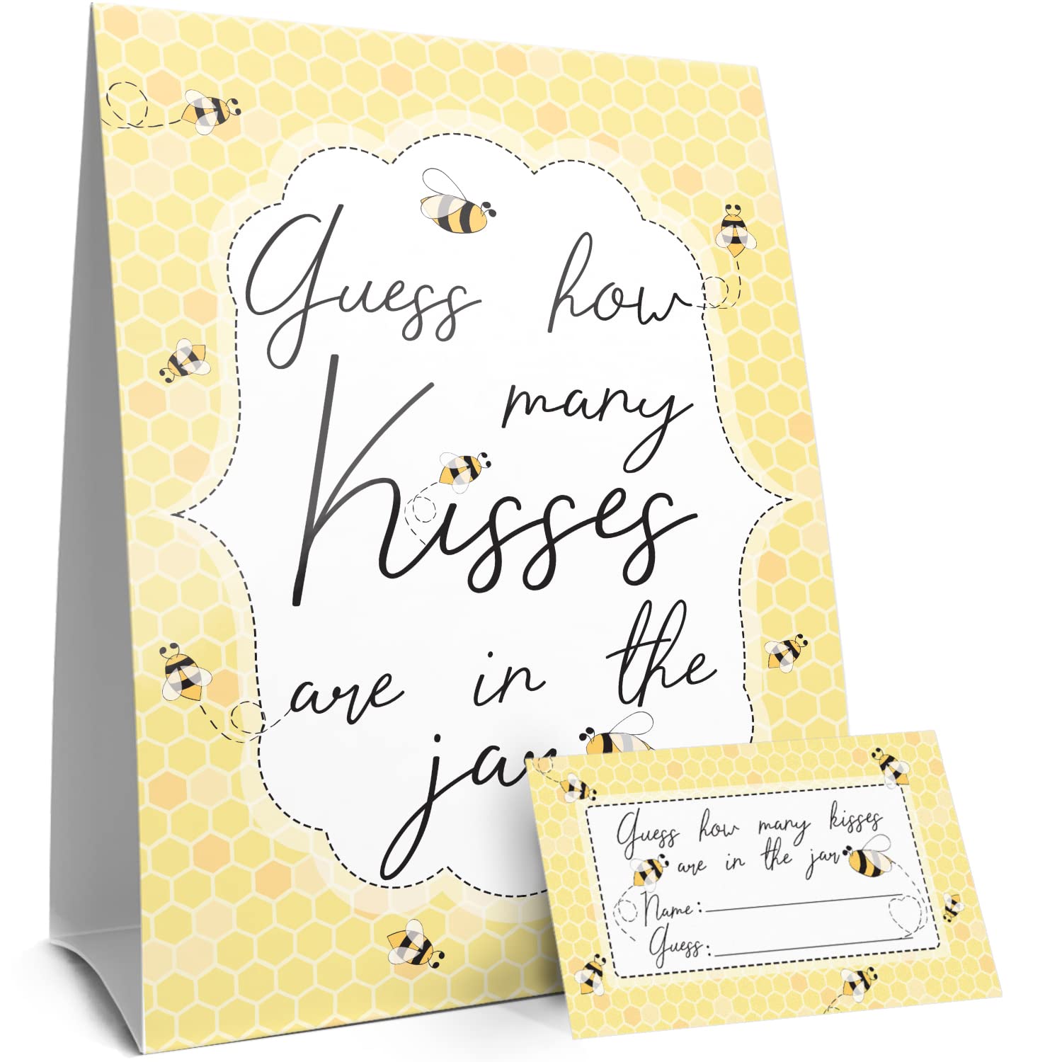 Bee Baby Shower Games, How Many Kisses Baby Shower Game (Sign With Cards)