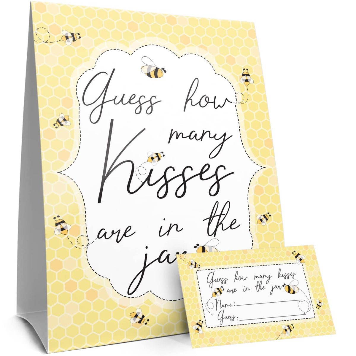 Bee Baby Shower Games, How Many Kisses Baby Shower Game (Sign With Cards)