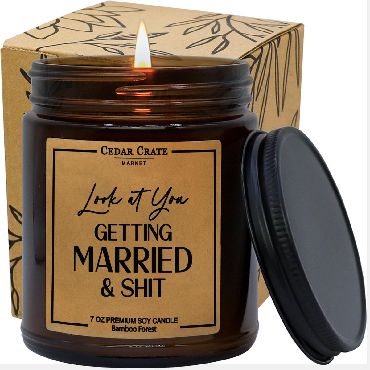 Funny Wedding Candle Gift For Bride And Groom, Couple - Look At You Getting Married And Shit - 100% Soy Wax Candle, Handmade In Usa – Engagement Gift For Bridal Shower, Newlywed