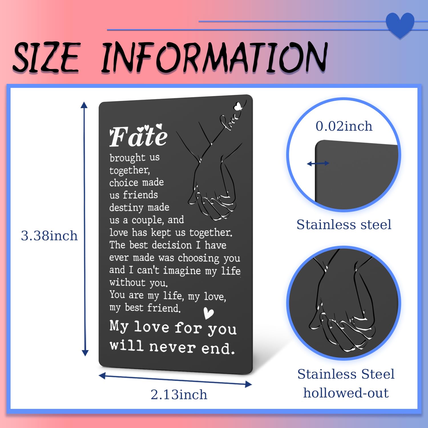 Husband Birthday Card From Wife, Anniversary Card Black Wallet Insert Card, Valentine Gifts For Men Women, Love Gift For Him Her Boyfriend Girlfriend, Romantic Gift Card Xcd33