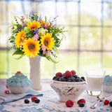 Sunflowers Artificial Flowers Bouquets Spring Flowers Artificia Fake Wildflowers Silk Cemetery Flowers Arrangements For Home Kitchen Office Table Centerpieces Wedding Party Grave Decor
