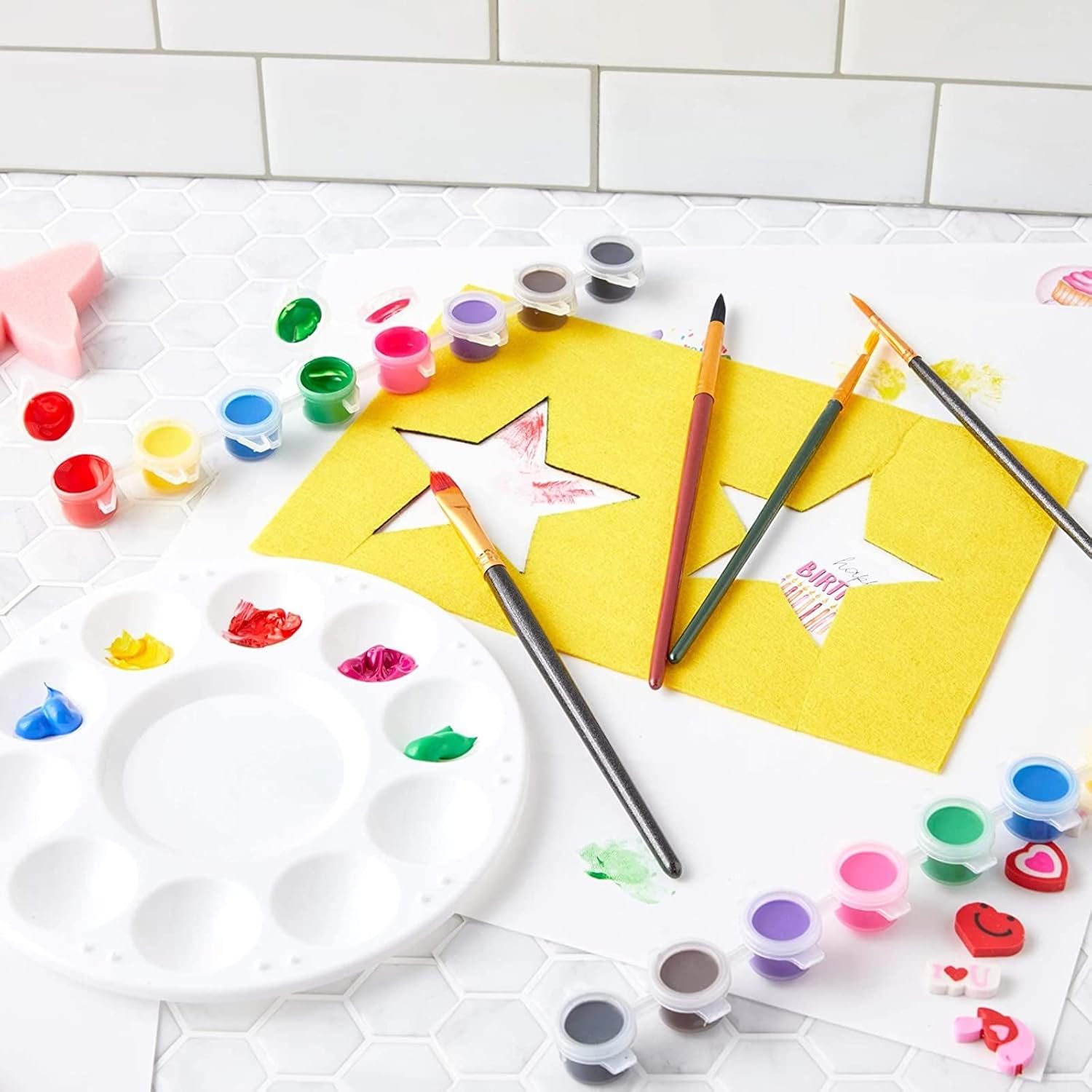 Acrylic Paint Pots For Kids, Classroom, Art And Crafts, 8 Colors (96 Pack)