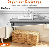 Set of 2 Cable Management Boxes Water Hyacinth Cord Organizer for Desk and Office