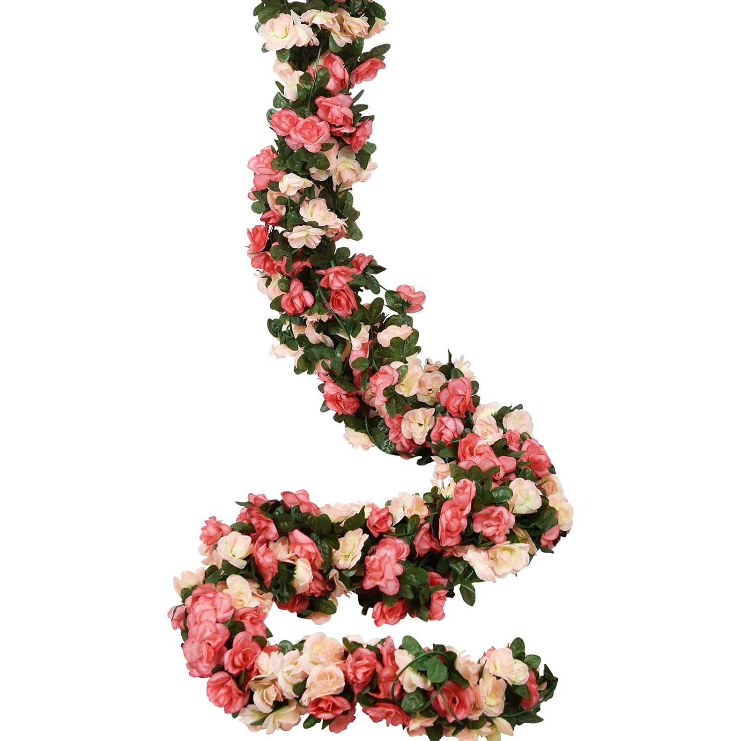 10 Pack Fake Rose Vine Flowers Plants Artificial Flower Hanging Rose Ivy Home Hotel Office Wedding Party Garden Craft Art Déco