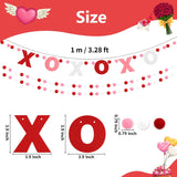 3Pcs Valentines Day Decorations Felt Pompom Banner Xoxo Love Felt Ball Pre-Assembled Hanging Banner Happy Valentine'S Day Garland For Wedding, Anniversary, Mantle, Wall, Party Supplies