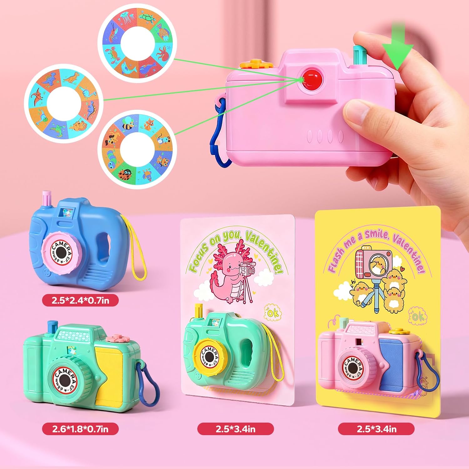 24 Pack Valentines Day Gifts For Kids – Mini Toy Camera Set With Valentine’S Greeting Cards, Images In Viewfinder, Classroom Exchange Gifts For Boys & Girls