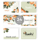 Little Cutie Thank You Greeting Cards / 24 Clementine Baby Shower Gratitude Note Cards With White Envelopes / 6 Adorable Little Cuties Fruit Thanks Designs / 3 1/2" X 4 7/8" Citrus Appreciation Cards