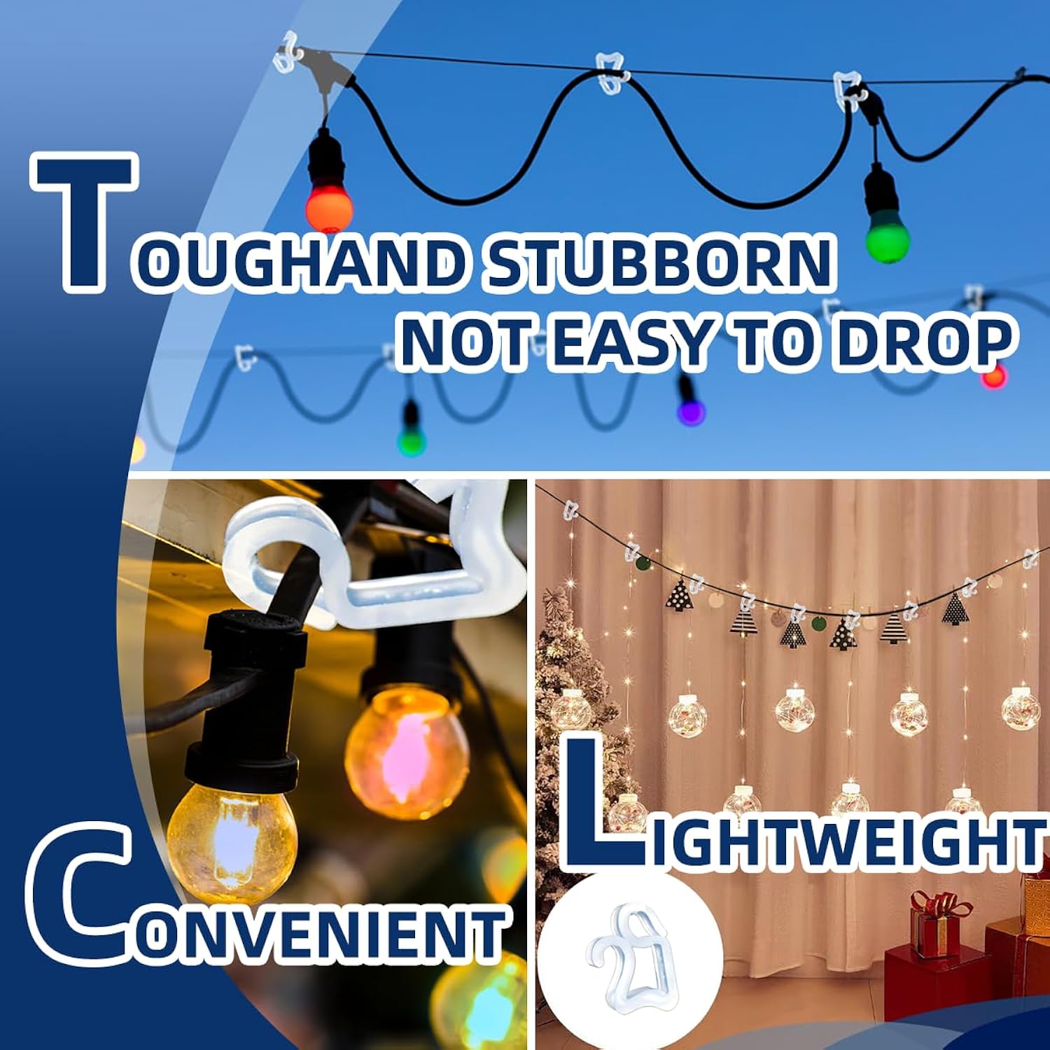 Holiday Light Clips 120 Pcs, Christmas Light Clips Hang Gutter Clips Hooks For Christmas Decoration String Lights Weatherproof Outdoor Seasonal Lighting Hooks For Xmas Halloween
